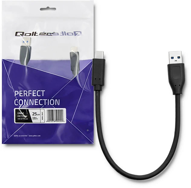 QOLTEC 50420 kabelis USB 3.1 C tipo kištukas USB 3.0 A kištukas 0,25 m