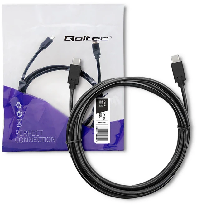 Maitinimo laidas Qoltec USB 3.1 tipo C kištukas, 2.5m
