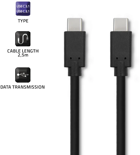 Maitinimo laidas Qoltec USB 3.1 tipo C kištukas, 2.5m