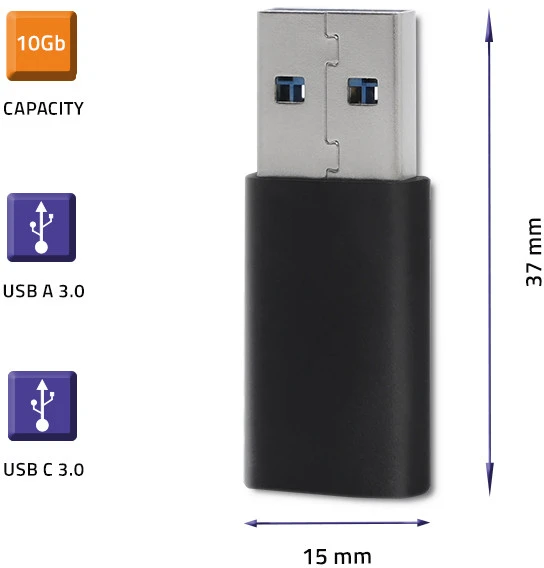 Qoltec USB A į USB C adapteris