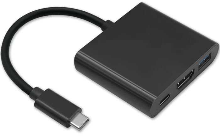 QOLTEC 50430 Qoltec Adapteris USB 3.1 typC Male / HDMI AF + USB AF + USB 3.1 typC juodas