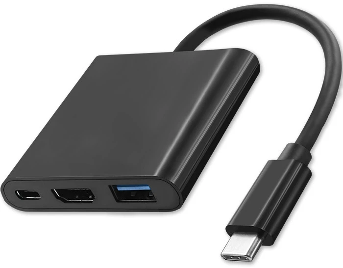 QOLTEC 50430 Qoltec Adapteris USB 3.1 typC Male / HDMI AF + USB AF + USB 3.1 typC juodas