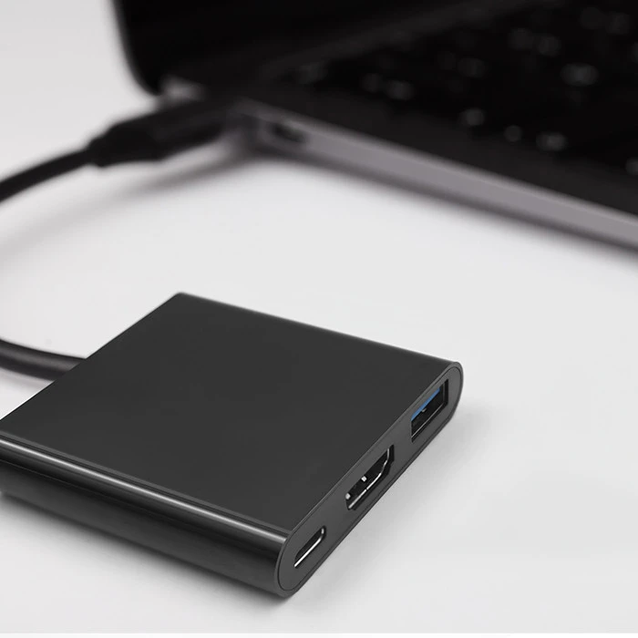 QOLTEC 50430 Qoltec Adapteris USB 3.1 typC Male / HDMI AF + USB AF + USB 3.1 typC juodas