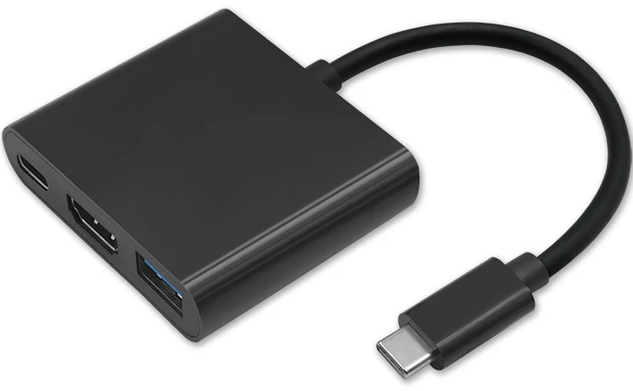 QOLTEC 50430 Qoltec Adapteris USB 3.1 typC Male / HDMI AF + USB AF + USB 3.1 typC juodas