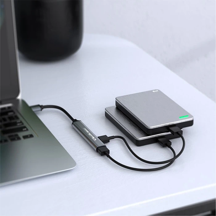 Centratorius adapteris usb-c 3.1 4in1 usb 3.0 3x 2.0 Qoltec
