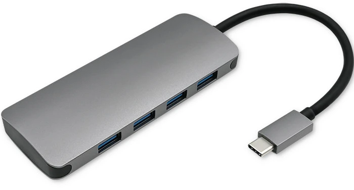 „Qoltec“ USB-C 3.1 5in1 šakotuvo adapteris, 4x USB 3.0 DC