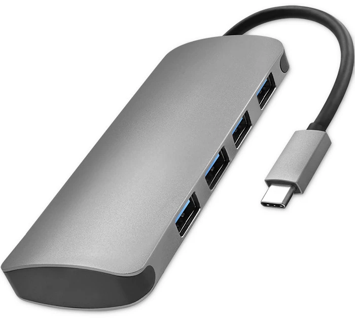 „Qoltec“ USB-C 3.1 5in1 šakotuvo adapteris, 4x USB 3.0 DC