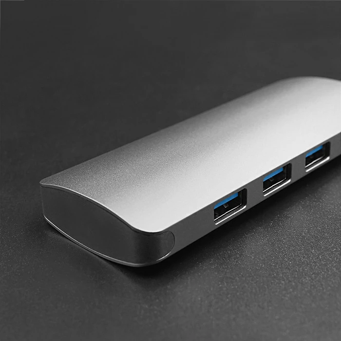 „Qoltec“ USB-C 3.1 5in1 šakotuvo adapteris, 4x USB 3.0 DC