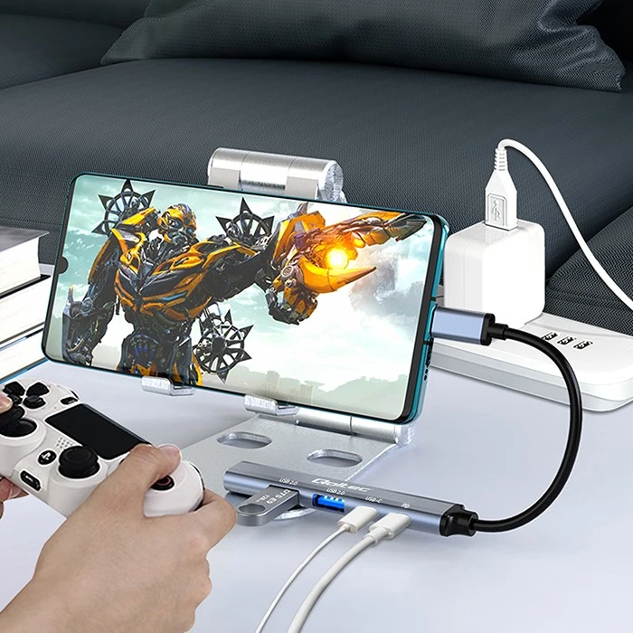 Qoltec 53790 Hub Adapteris USB-C 3.1 5in1 | USB-C PD| USB-C | 2x USB 2.0 | USB 3.0