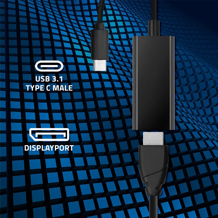 QOLTEC 50377 USB 3.1 adapteris C tipo vyriškas / DP moteriškas 4K 23cm
