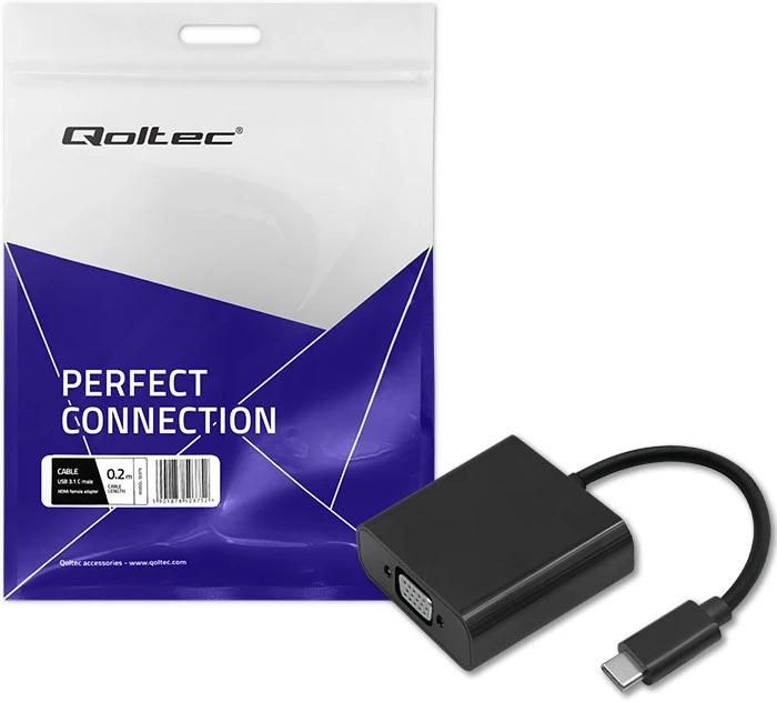 QOLTEC 50376 USB 3.1 adapteris C tipo vyriškas / VGA moteriškas 1080P 23cm
