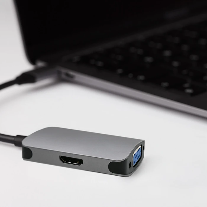 Qoltec USB adapteris Type C male / HDMI Female | VGA Moteris