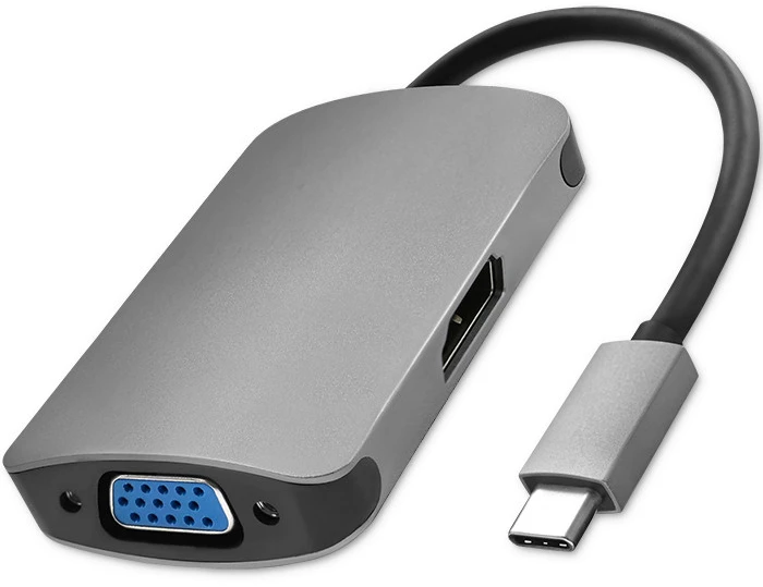 Qoltec USB adapteris Type C male / HDMI Female | VGA Moteris