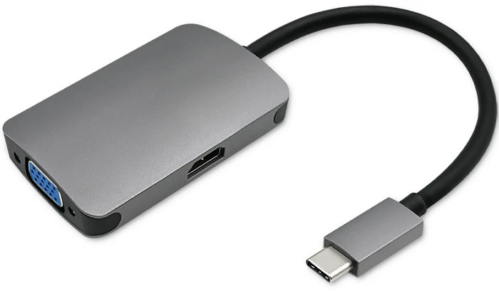 Qoltec USB adapteris Type C male / HDMI Female | VGA Moteris