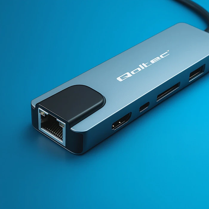 „Qoltec“ šakotuvo adapteris USB-C 5w1 | USB-C PD 100W | 2x USB | HDMI 4K | RJ45