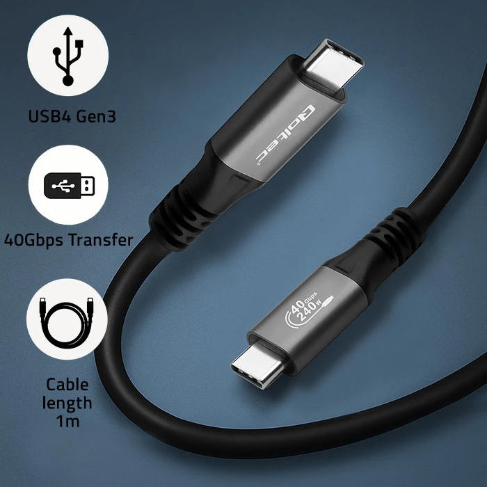 Qoltec USB4 Ultra greitas Gen3 USB-C kabelis 240W 1m juodas