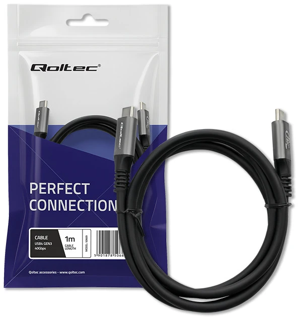 Qoltec USB4 Ultra greitas Gen3 USB-C kabelis 240W 1m juodas