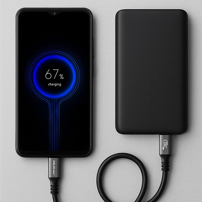 Qoltec USB4 Ultra greitas Gen3 USB-C kabelis 240W 1m juodas