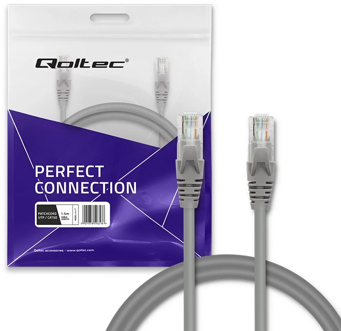Qoltec UTP kabelis Patchcord CAT5e 2xRJ45 1.5m aukštos spartos aukso