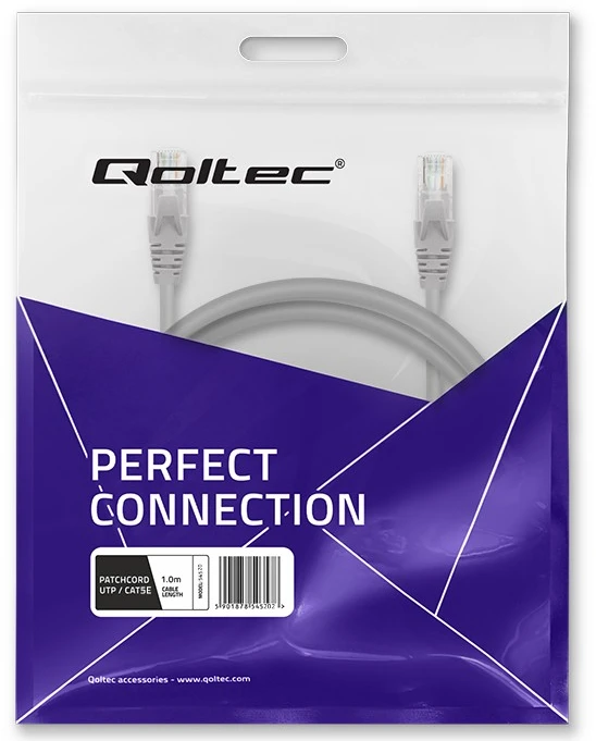 Qoltec UTP kabelis Patchcord CAT5e 2xRJ45 1m aukštos spartos