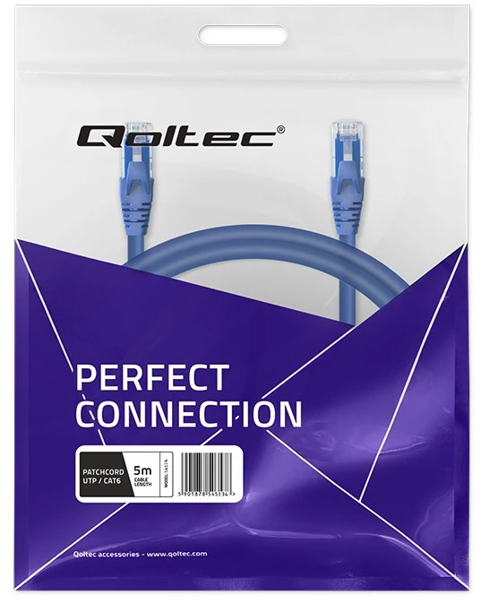 Qoltec UTP kabelis Patchcord CAT6 2xRJ45 5m aukštos spartos