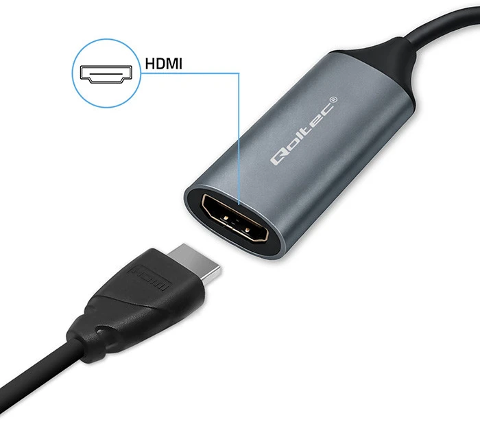 Qoltec vaizdo įrašymo plokštė USB-C USB-A HDMI 4K 30Hz aliuminis
