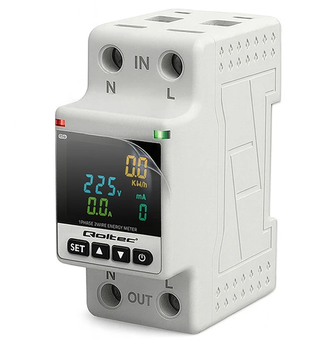 „Qoltec“ vienfazis elektroninis vatmetras | Energijos suvartojimo matuoklis | DIN35 | Nuotolinio valdymo pultas | Matavimų istorija | „Wi-Fi“ | TUYA | Išmanusis gyvenimas
