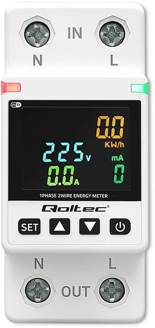 „Qoltec“ vienfazis elektroninis vatmetras | Energijos suvartojimo matuoklis | DIN35 | Nuotolinio valdymo pultas | Matavimų istorija | „Wi-Fi“ | TUYA | Išmanusis gyvenimas