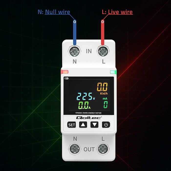 „Qoltec“ vienfazis elektroninis vatmetras | Energijos suvartojimo matuoklis | DIN35 | Nuotolinio valdymo pultas | Matavimų istorija | „Wi-Fi“ | TUYA | Išmanusis gyvenimas