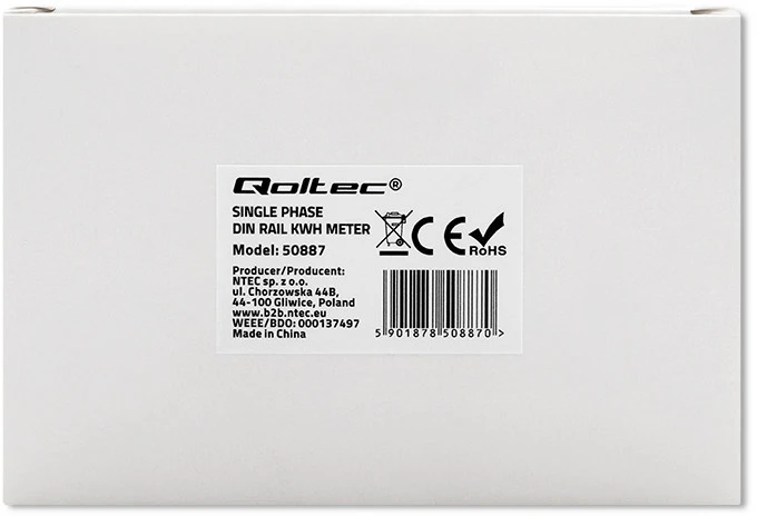 Vienfazis elektroninis skaitiklis suvartojimas energija ant bėgio din 230v lcd 1p plonas Qoltec