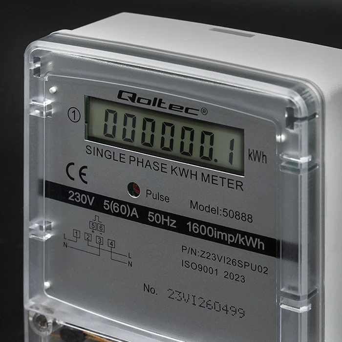 Vienfazis elektroninis skaitiklis Qoltec, 240 V