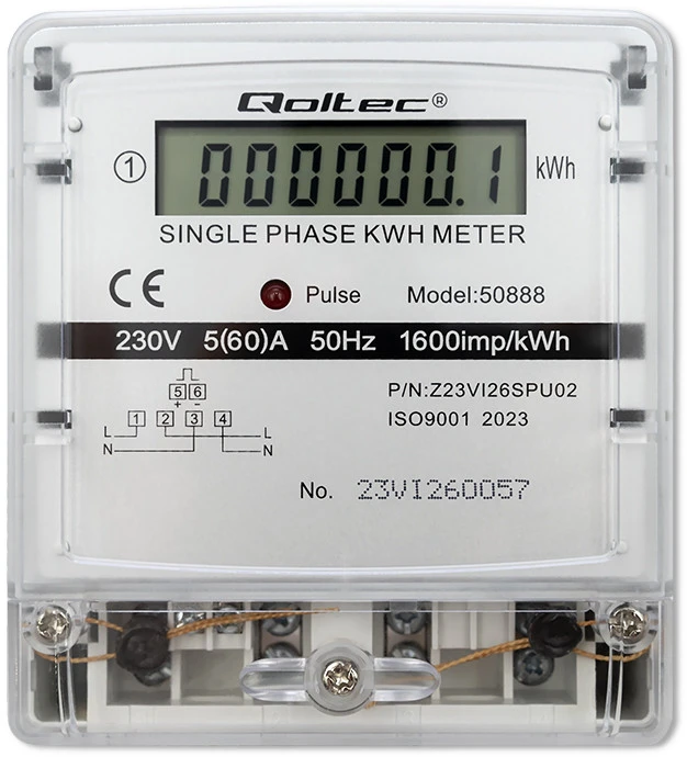 Vienfazis elektroninis skaitiklis Qoltec, 240 V