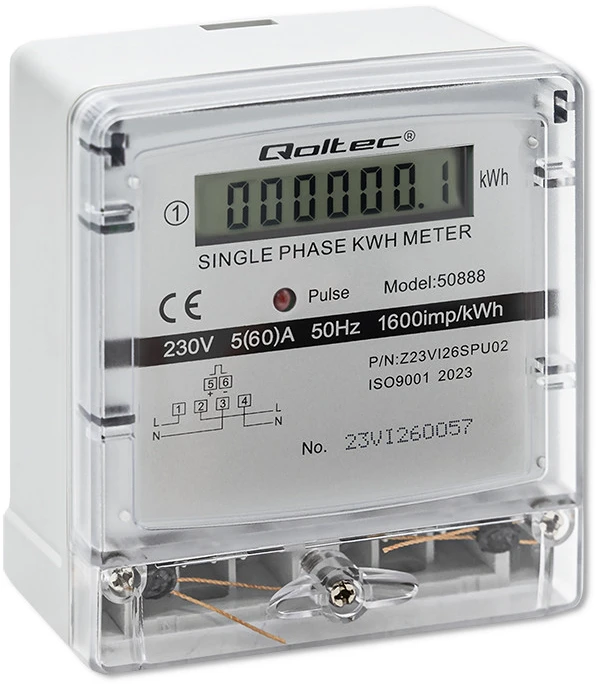 Vienfazis elektroninis skaitiklis Qoltec, 240 V
