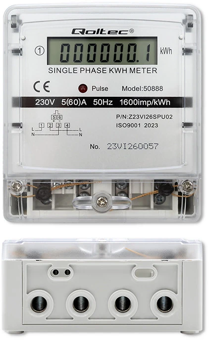 Vienfazis elektroninis skaitiklis Qoltec, 240 V