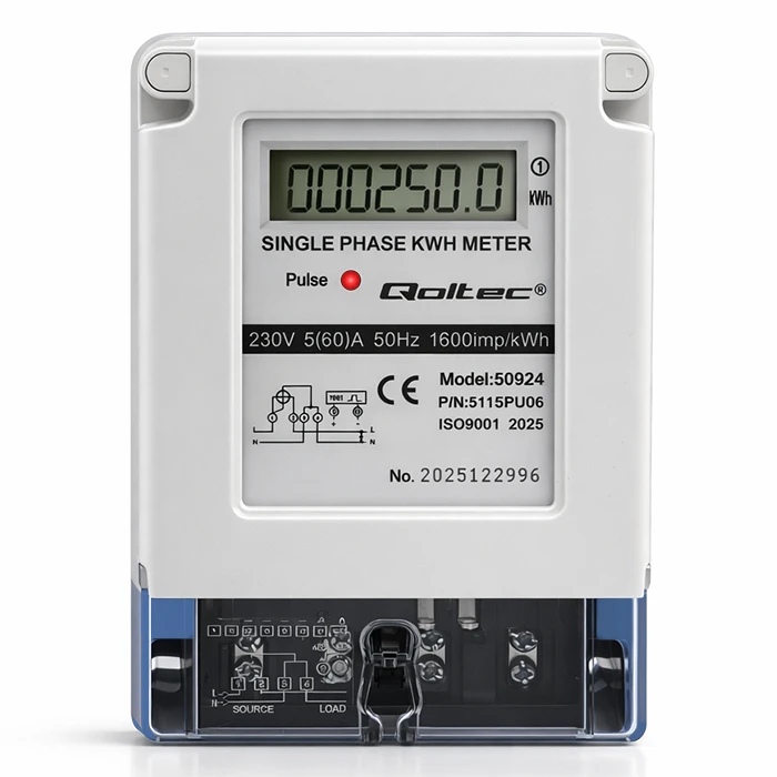 Qoltec Vienfazis elektros skaitiklis 230V 5(60)A LCD