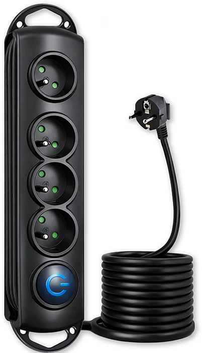 QOLTEC 50105 Viršįtampių apsauga 4 maitinimo lizdas 2,5m