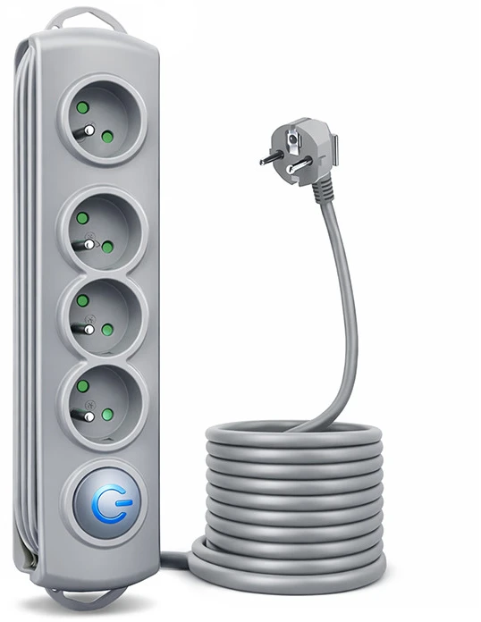 QOLTEC 50164 Apsaugos nuo viršįtampių Quick Switch 4 lizdai pilka 2,5m