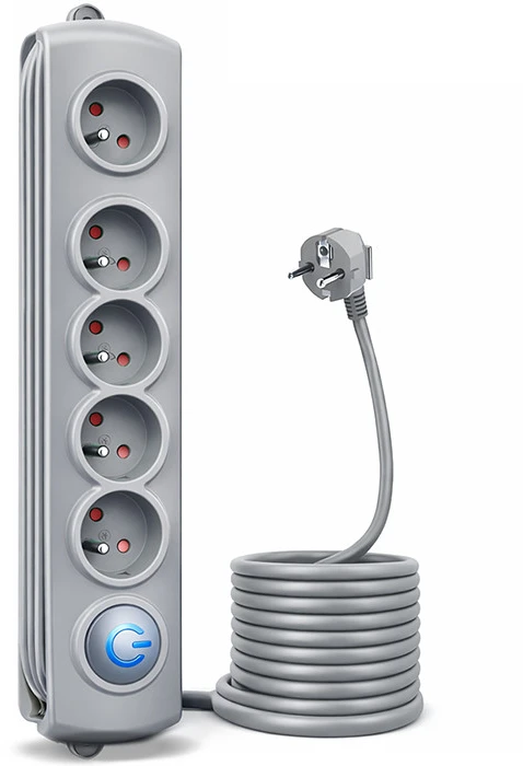QOLTEC Apsauga nuo viršįtampių Quick Switch 5 lizdai 1.8m pilka