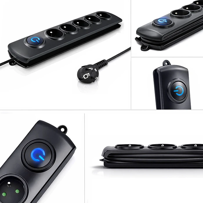 QOLTEC Apsauga nuo viršįtampių Quick Switch 5 lizdai 1,8m juodas