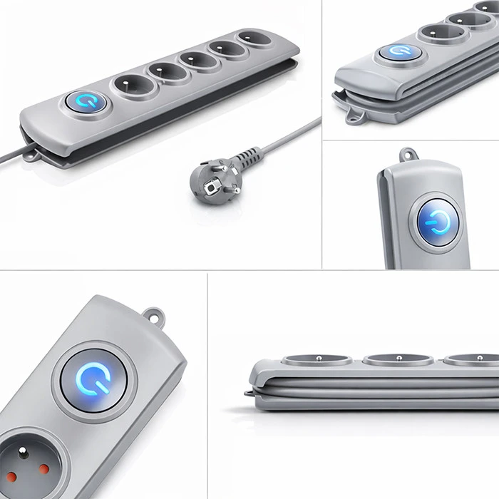 QOLTEC Apsauga nuo viršįtampių Quick Switch 5 lizdai 1.8m pilka
