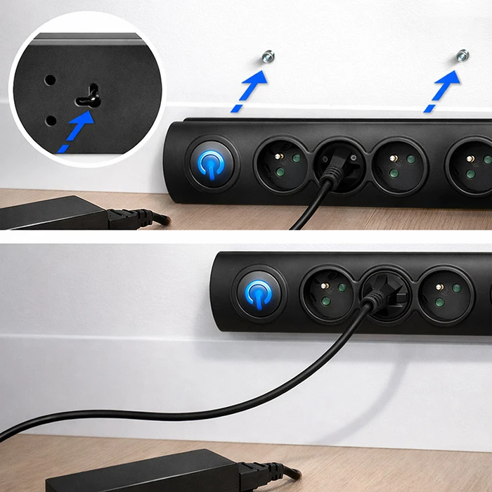 QOLTEC Apsauga nuo viršįtampių Quick Switch 5 lizdai 3m juodas