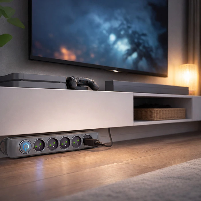 QOLTEC Apsauga nuo viršįtampių Quick Switch 5 lizdai 3m pilka