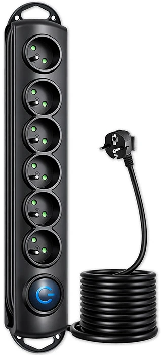 QOLTEC Apsauga nuo viršįtampių Quick Switch 5 lizdai 3m pilka