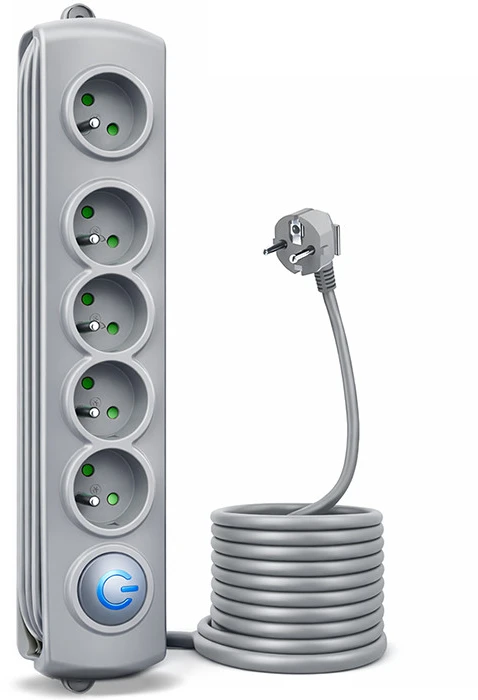 QOLTEC Apsauga nuo viršįtampių Quick Switch 5 lizdai 3m pilka