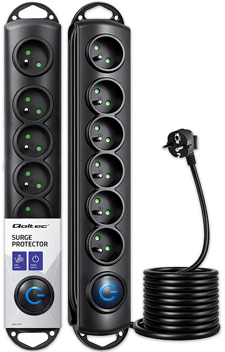 QOLTEC 50111 Surge Protector 6 maitinimo lizdas 1,8m