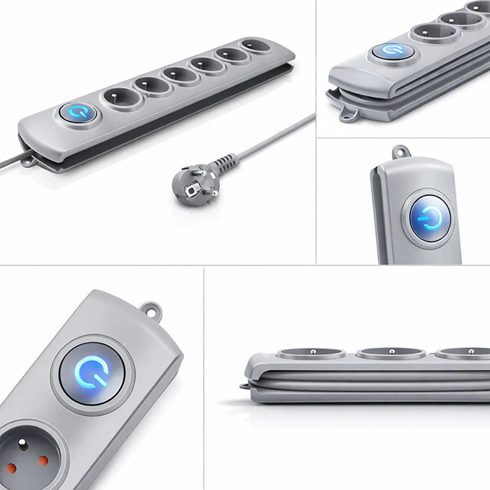 QOLTEC 50165 Apsaugos nuo viršįtampių Quick Switch 6 lizdai pilka 1.8m