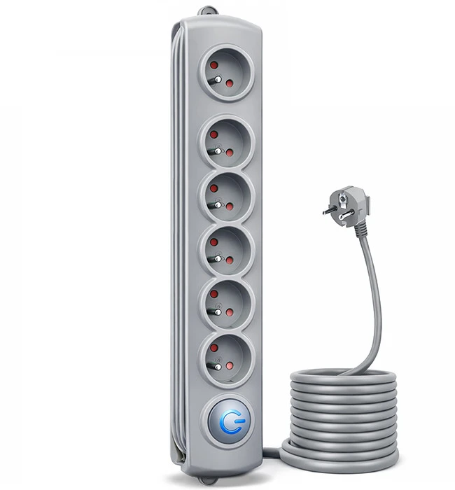 QOLTEC 50165 Apsaugos nuo viršįtampių Quick Switch 6 lizdai pilka 1.8m