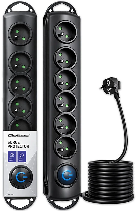 QOLTEC 50112 Surge Protector 6 maitinimo lizdas 3,0m