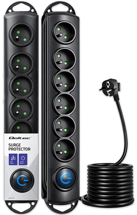 QOLTEC Apsauga nuo viršįtampių 6 lizdai 5m