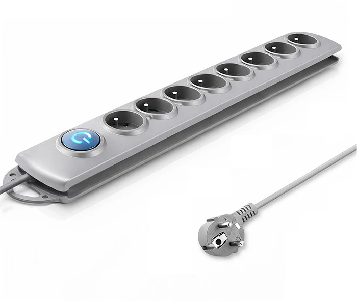 QOLTEC 50167 Apsaugos nuo viršįtampių Quick Switch 8 lizdai pilka 1,8m